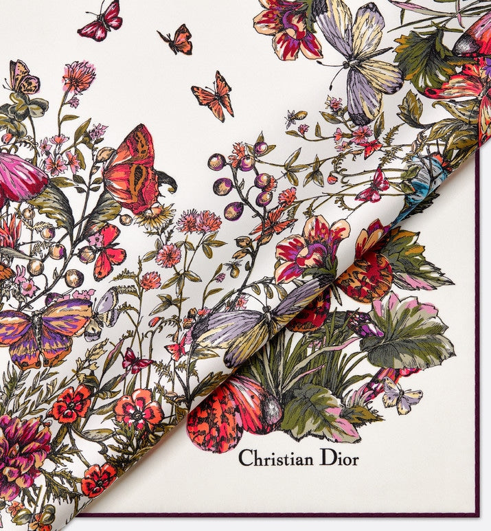 Mexico Millefiori 90 Square Scarf • Off-White Multicolor Silk Twill