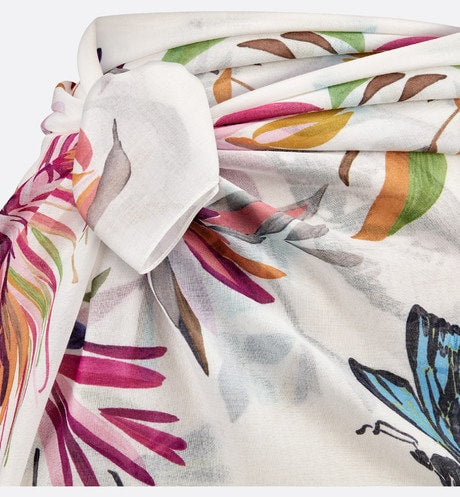 Toile de Jouy Fantastica Sarong • White Multicolor Cotton