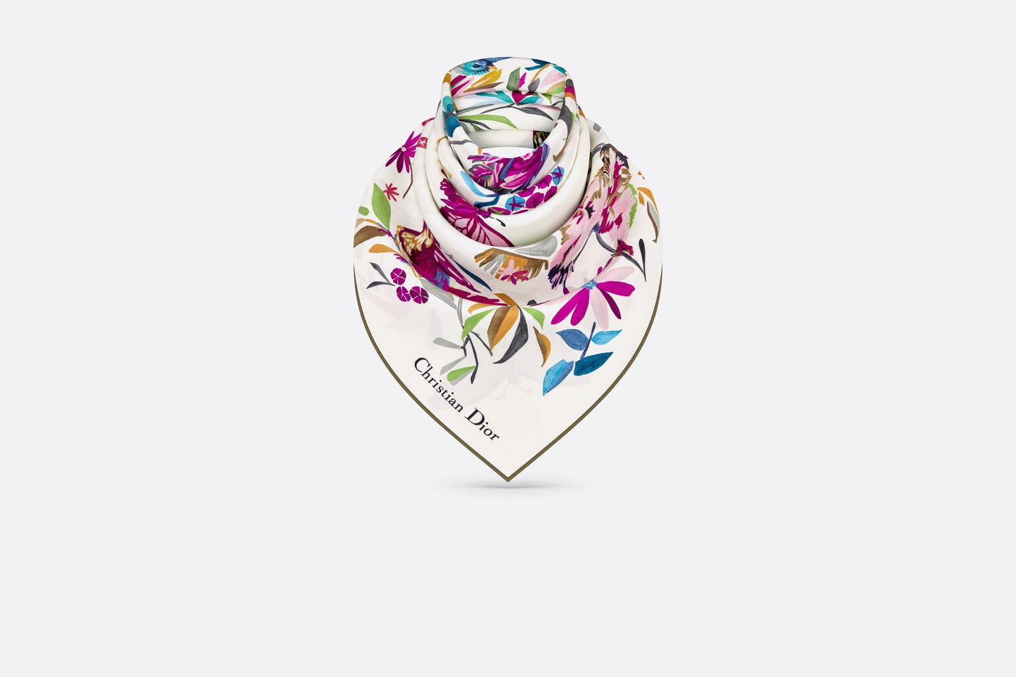Toile de Jouy Fantastica 90 Square Scarf • White Multicolor Silk Twill