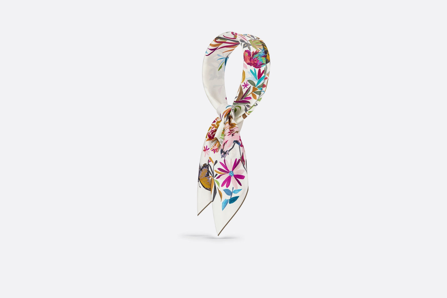 Toile de Jouy Fantastica 90 Square Scarf • White Multicolor Silk Twill