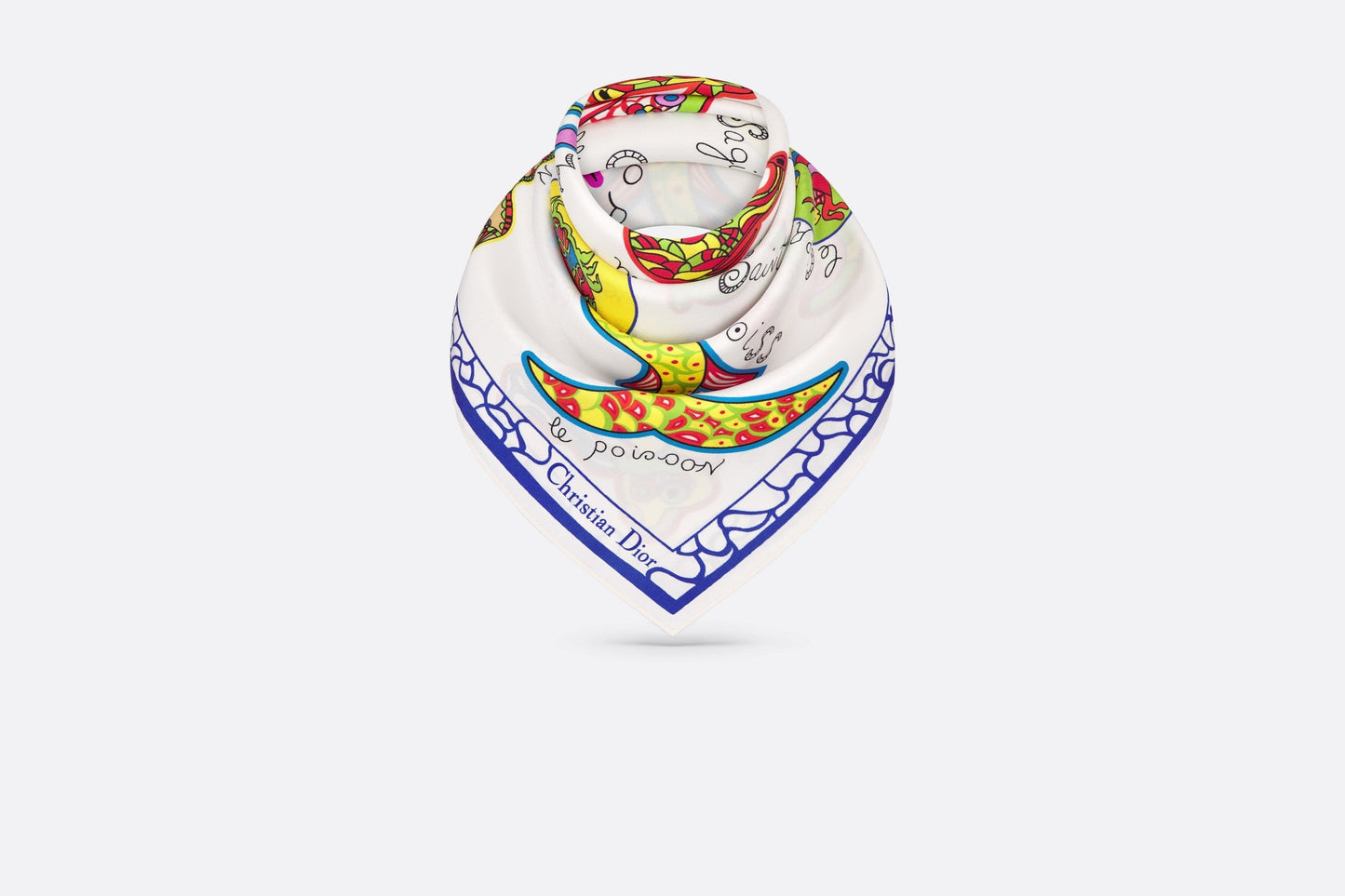 Niki de Saint Phalle Dragon Zodiac 70 Square Scarf • White Multicolor Silk Twill