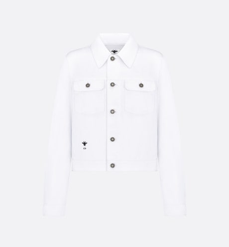 Jacket • White Cotton Denim with Multicolor Dragon Motif