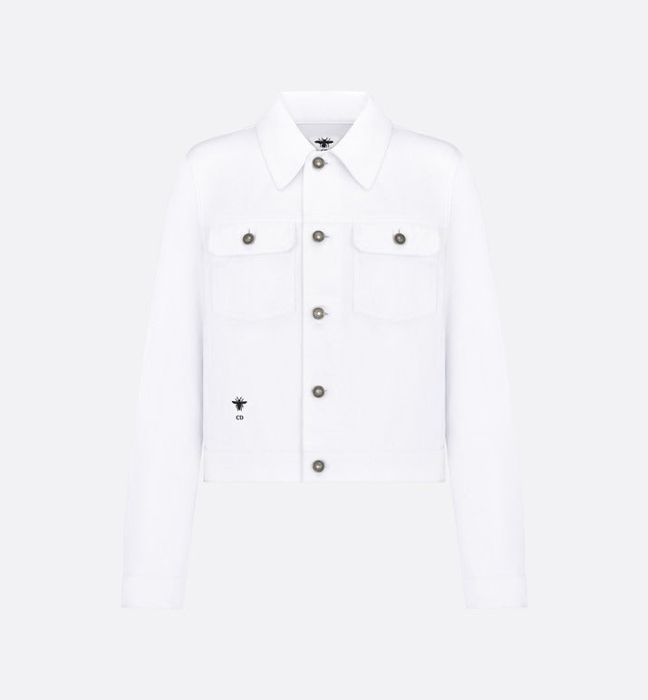 Jacket • White Cotton Denim with Multicolor Dragon Motif