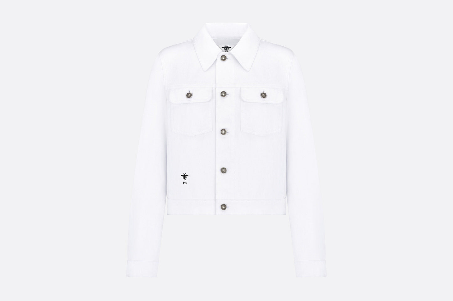 Jacket • White Cotton Denim with Multicolor Dragon Motif