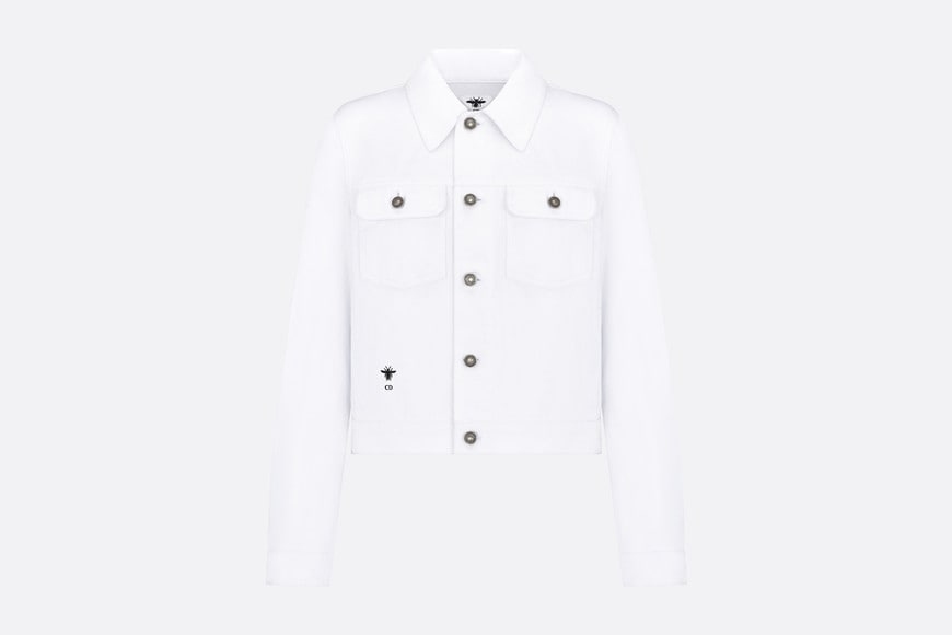 Jacket • White Cotton Denim with Multicolor Dragon Motif