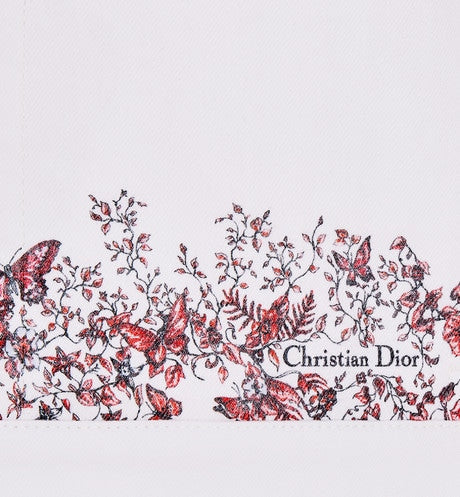 Jacket • White Cotton Denim with Red Le Cœur des Papillons Motif