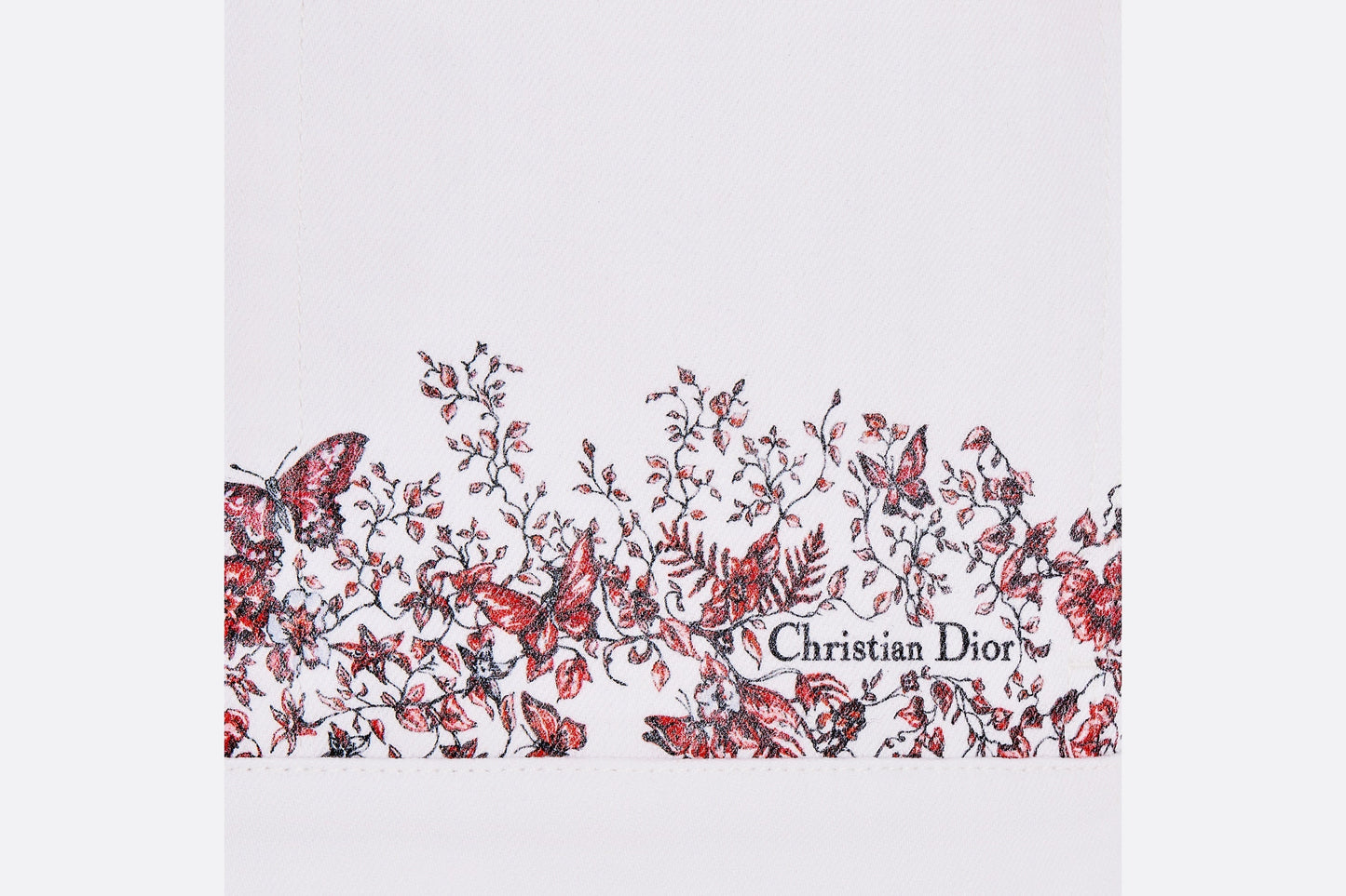 Jacket • White Cotton Denim with Red Le Cœur des Papillons Motif