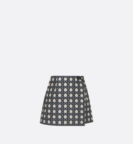 Macrocannage Skort • Navy Blue Technical Taffeta