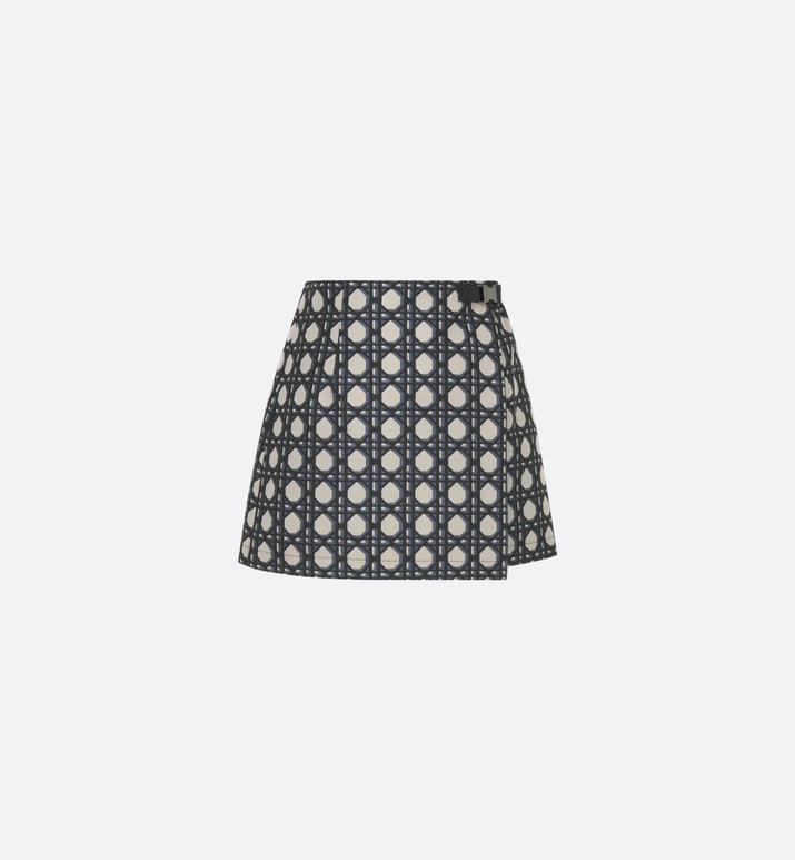 Macrocannage Skort • Navy Blue Technical Taffeta