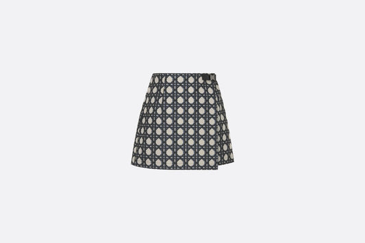 Macrocannage Skort • Navy Blue Technical Taffeta