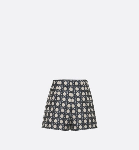 Macrocannage Skort • Navy Blue Technical Taffeta