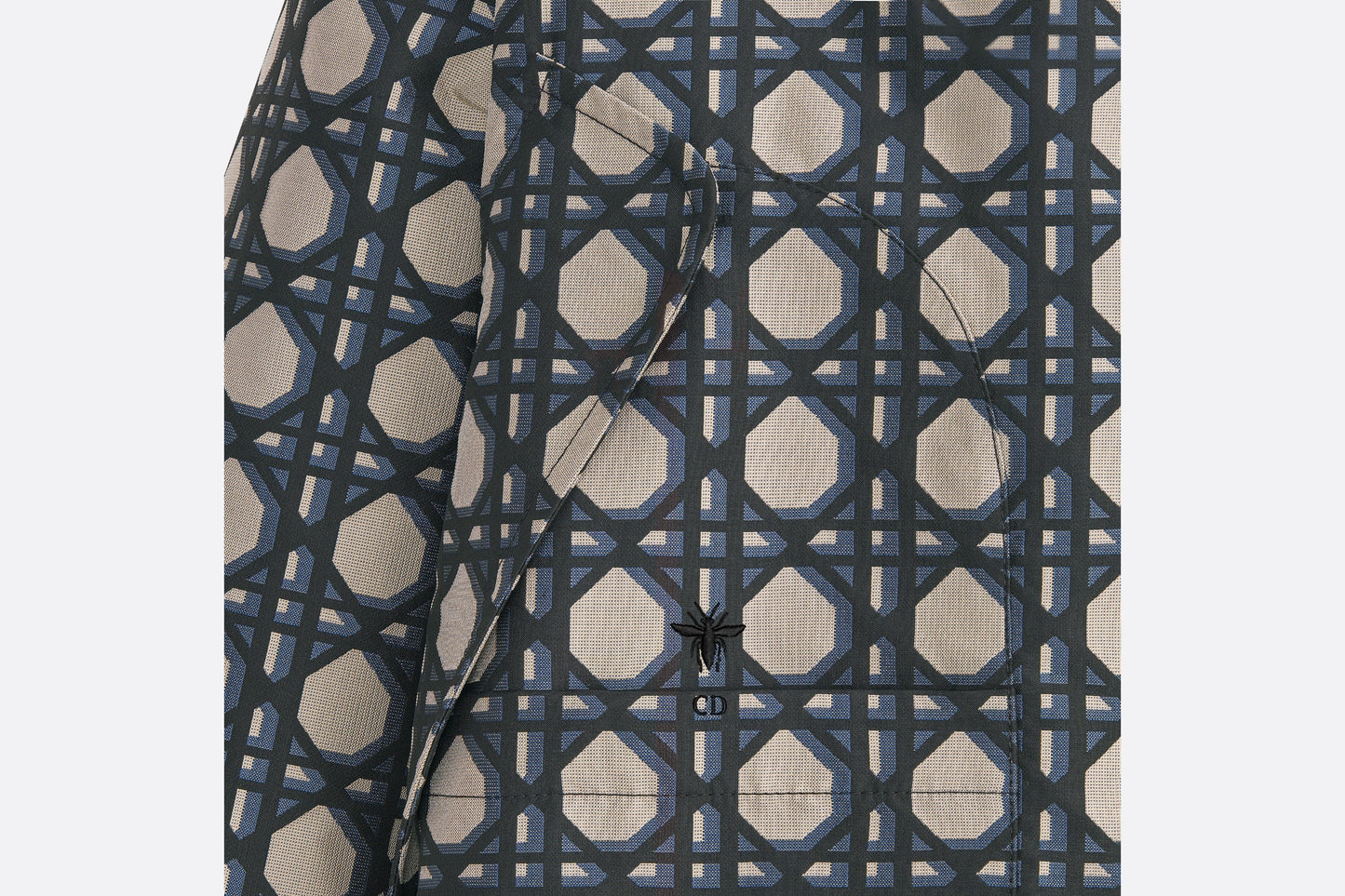 Macrocannage Waterproof Hooded Jacket • Navy Blue Technical Taffeta