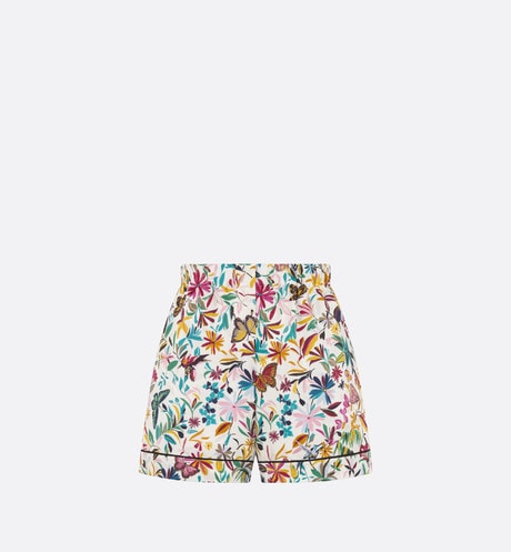 Shorts • White Silk Twill with Multicolor Toile de Jouy Fantastica Motif