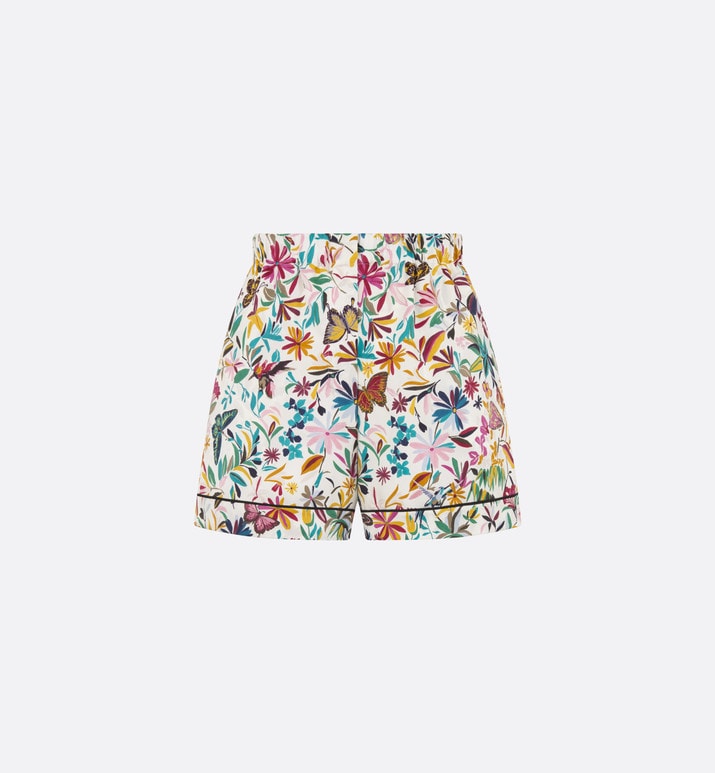 Shorts • White Silk Twill with Multicolor Toile de Jouy Fantastica Motif