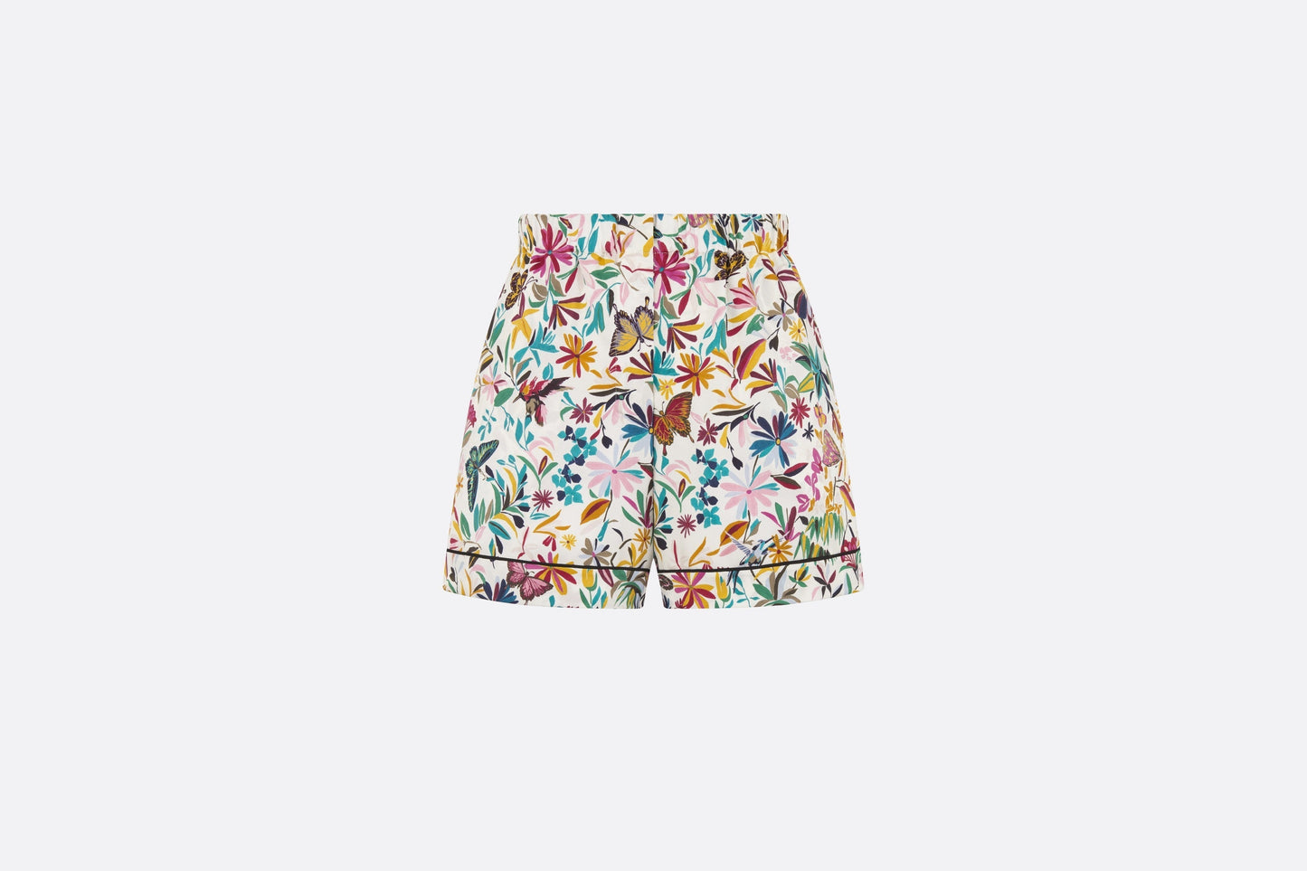 Shorts • White Silk Twill with Multicolor Toile de Jouy Fantastica Motif