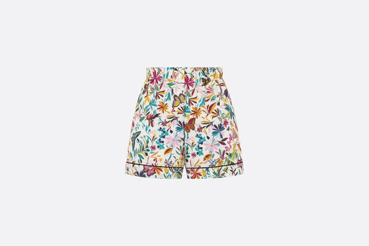 Shorts • White Silk Twill with Multicolor Toile de Jouy Fantastica Motif
