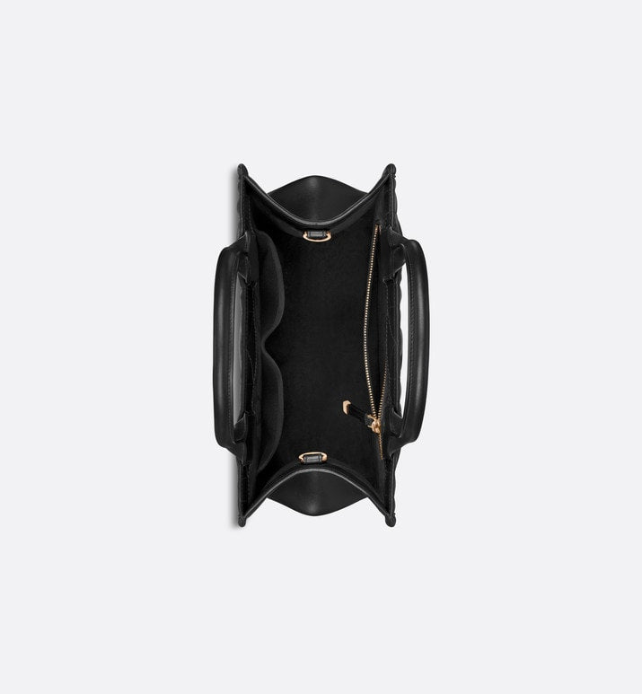Small Dior Book Tote • Black Macrocannage Calfskin (26.5 x 21 x 14 cm)