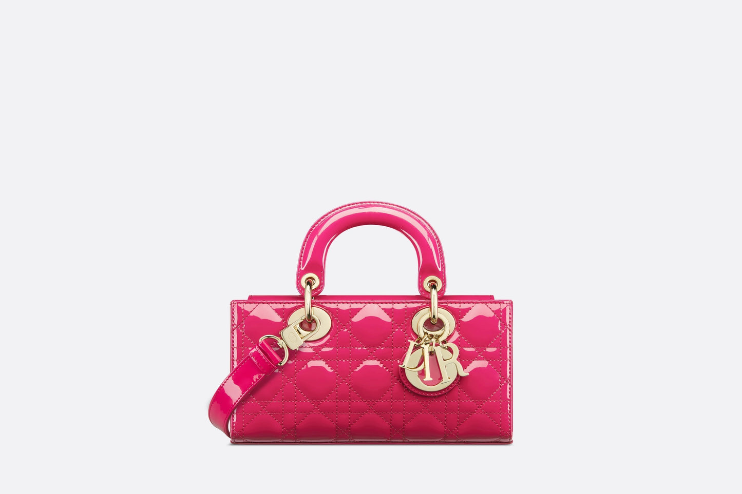 Small Lady D-Joy Bag • Passion Pink Patent Cannage Calfskin