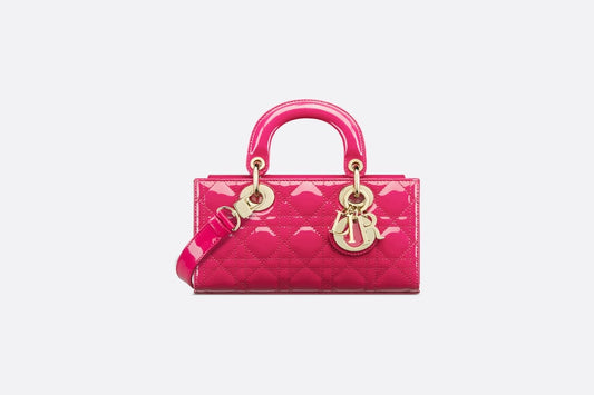 Small Lady D-Joy Bag • Passion Pink Patent Cannage Calfskin