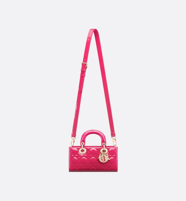 Small Lady D-Joy Bag • Passion Pink Patent Cannage Calfskin