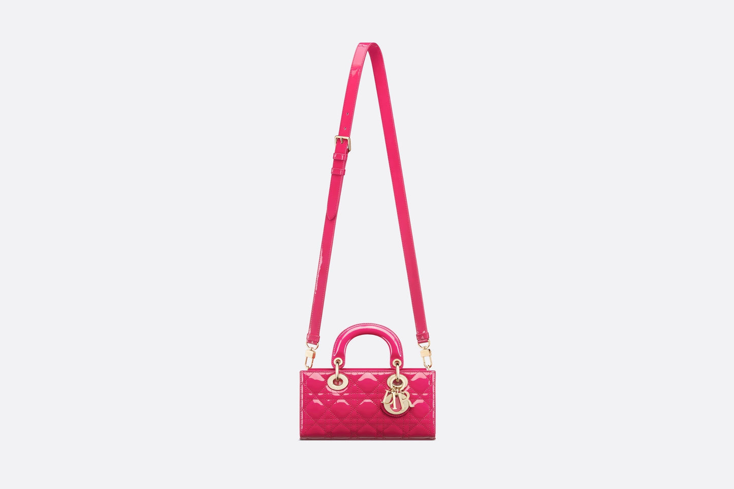 Small Lady D-Joy Bag • Passion Pink Patent Cannage Calfskin