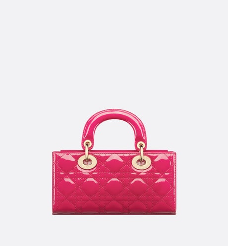 Small Lady D-Joy Bag • Passion Pink Patent Cannage Calfskin