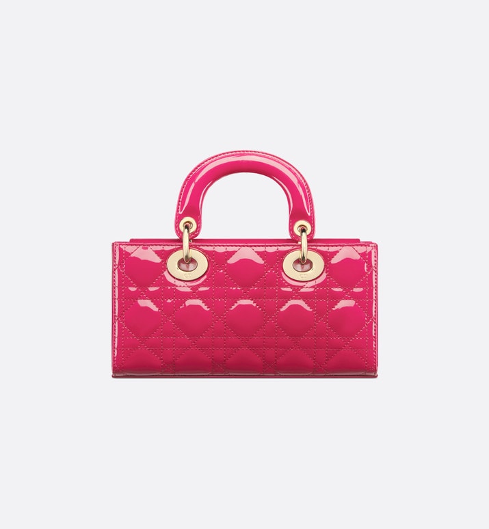 Small Lady D-Joy Bag • Passion Pink Patent Cannage Calfskin