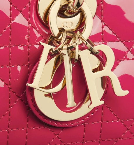 Small Lady D-Joy Bag • Passion Pink Patent Cannage Calfskin