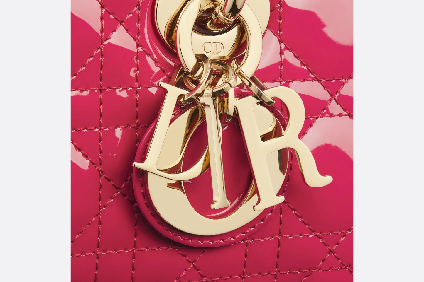 Small Lady D-Joy Bag • Passion Pink Patent Cannage Calfskin