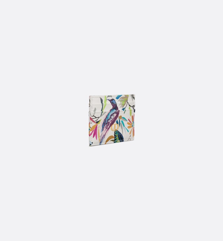 Dior Caro Five-Slot Card Holder • White Multicolor Calfskin with Toile de Jouy Fantastica Print