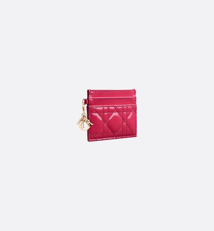 Lady Dior Five-Slot Card Holder • Passion Pink Patent Cannage Calfskin