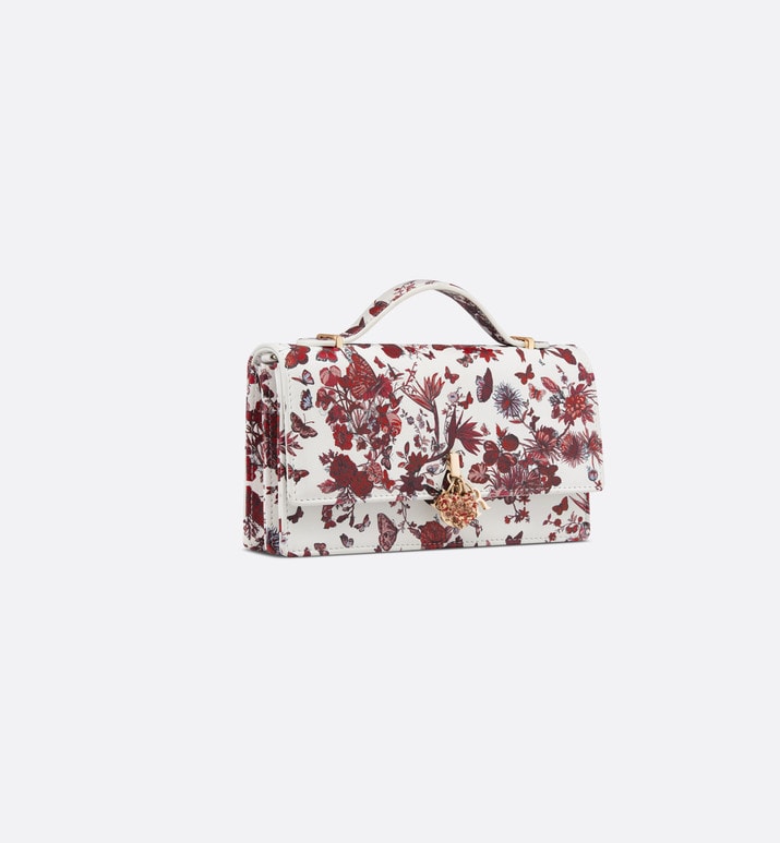 Miss Dior Mini Bag • White and Red Calfskin with Le Cœur des Papillons Print
