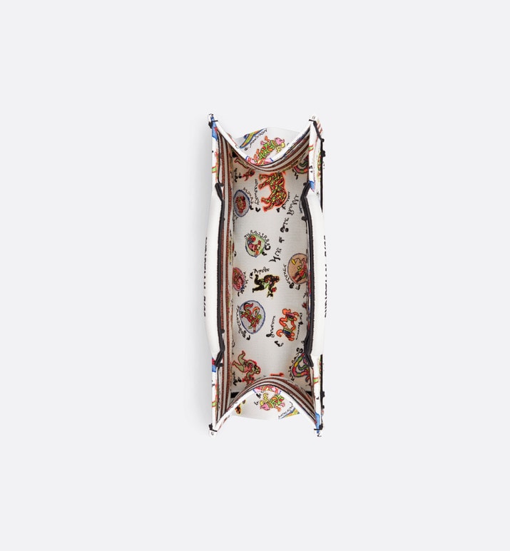 Medium Dior Book Tote • White Multicolor Dragon Zodiac Embroidery (36 x 27.5 x 16.5 cm)