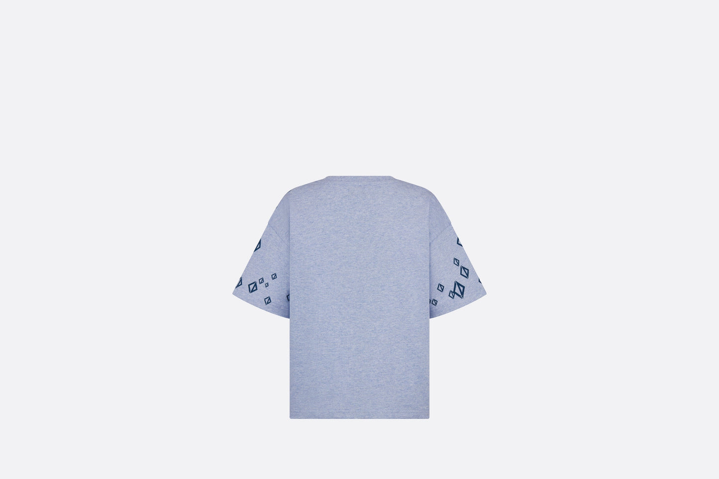 Kid's T-Shirt • Heathered Blue Cotton Jersey Printed with Deep Blue Cascade of CD Diamond Motifs