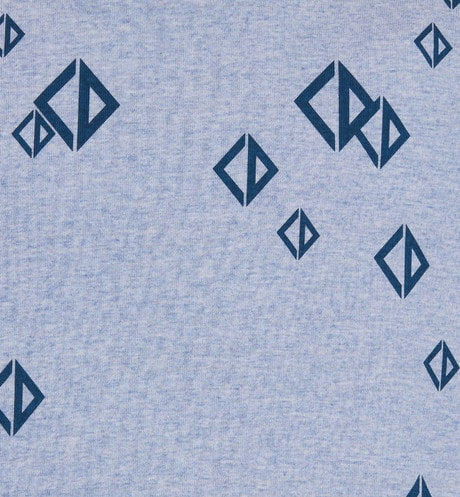 Kid's T-Shirt • Heathered Blue Cotton Jersey Printed with Deep Blue Cascade of CD Diamond Motifs