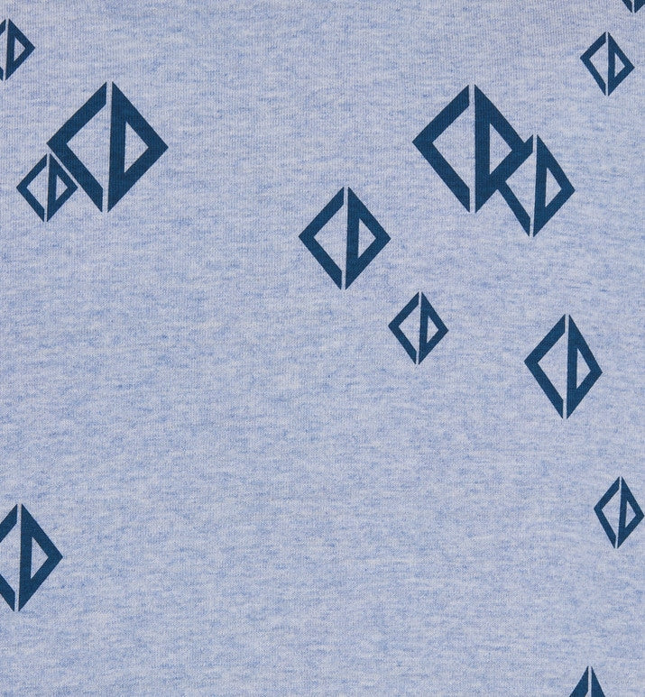 Kid's T-Shirt • Heathered Blue Cotton Jersey Printed with Deep Blue Cascade of CD Diamond Motifs
