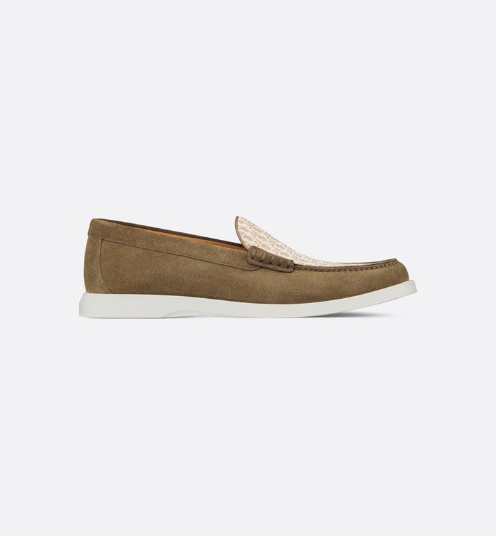 Dior Granville Loafer • Brown suede with brown and beige Dior Oblique jacquard