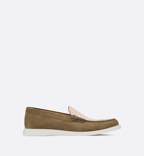 Dior Granville Loafer • Brown suede with brown and beige Dior Oblique jacquard