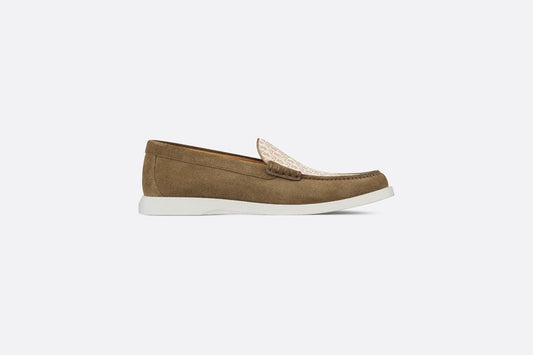 Dior Granville Loafer • Brown suede with brown and beige Dior Oblique jacquard