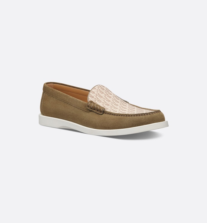 Dior Granville Loafer • Brown suede with brown and beige Dior Oblique jacquard