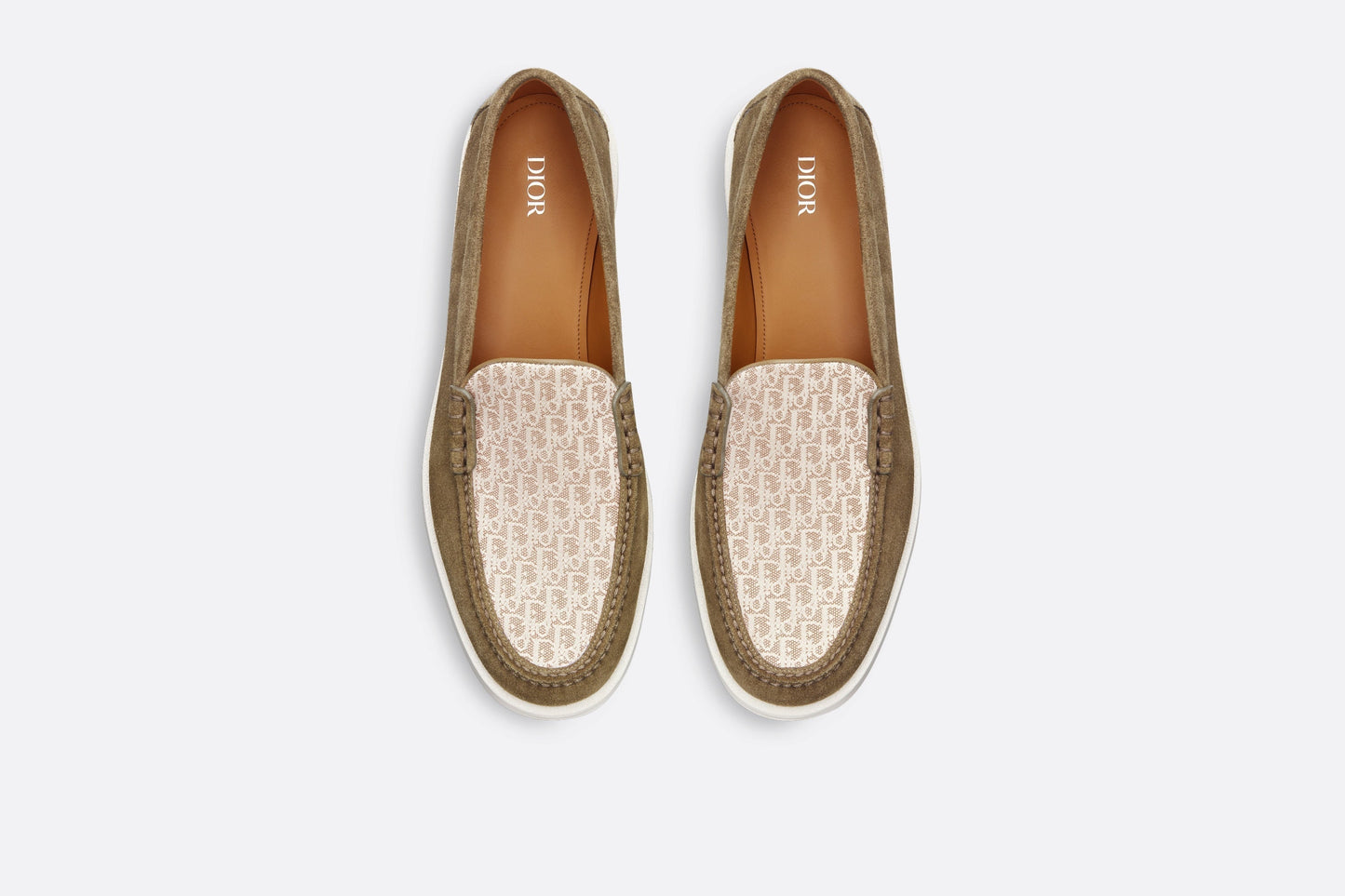 Dior Granville Loafer • Brown suede with brown and beige Dior Oblique jacquard