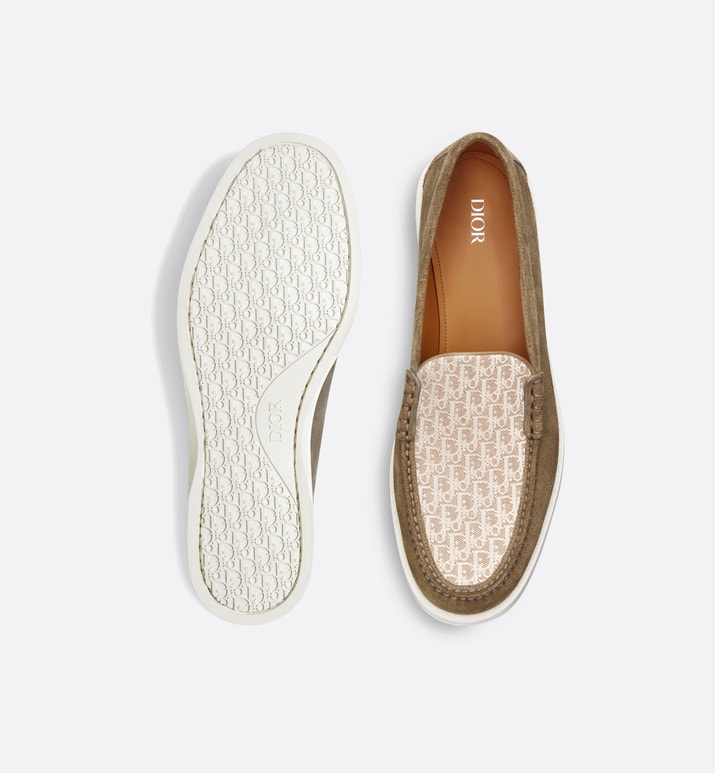 Dior Granville Loafer • Brown suede with brown and beige Dior Oblique jacquard