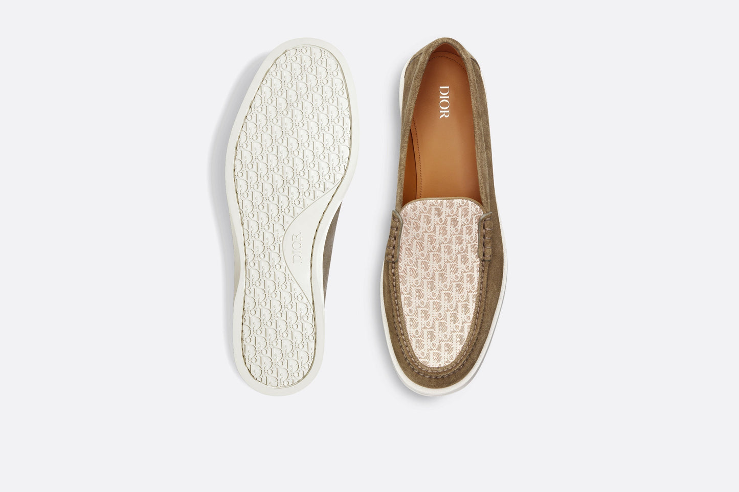 Dior Granville Loafer • Brown suede with brown and beige Dior Oblique jacquard