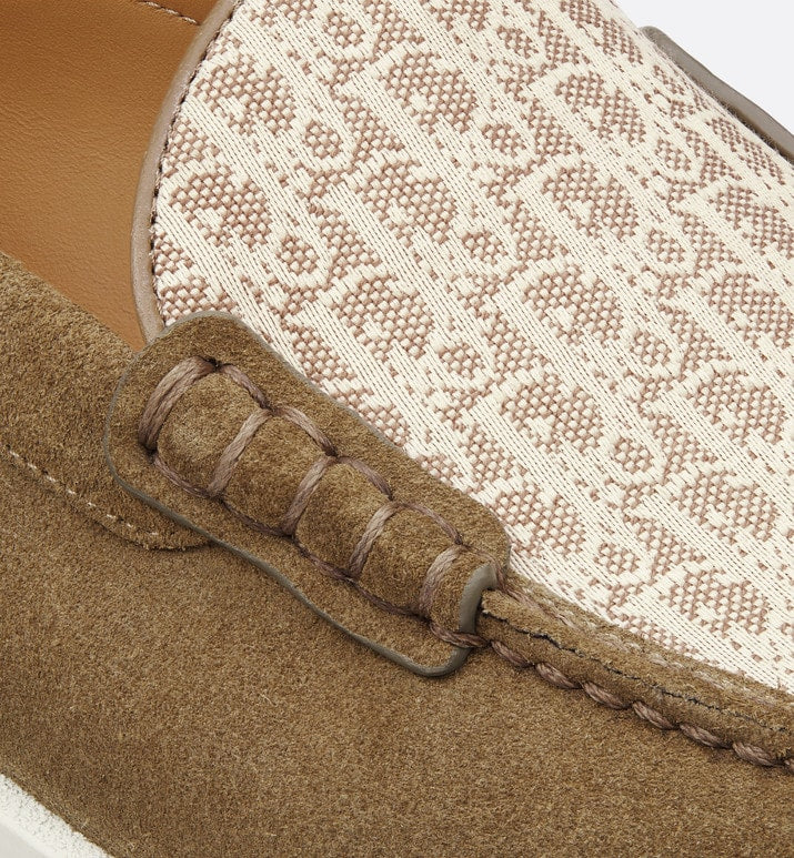 Dior Granville Loafer • Brown suede with brown and beige Dior Oblique jacquard