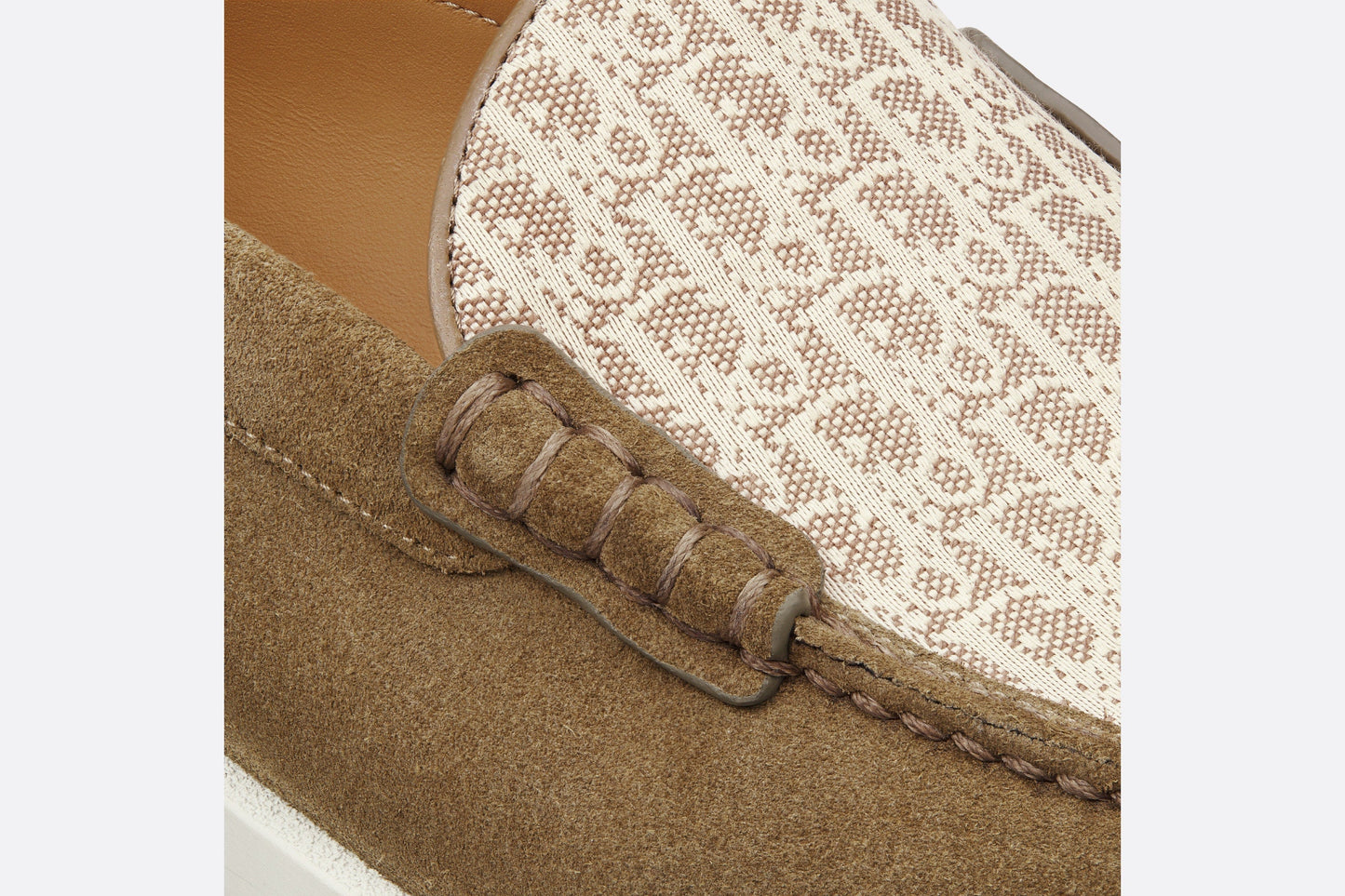 Dior Granville Loafer • Brown suede with brown and beige Dior Oblique jacquard