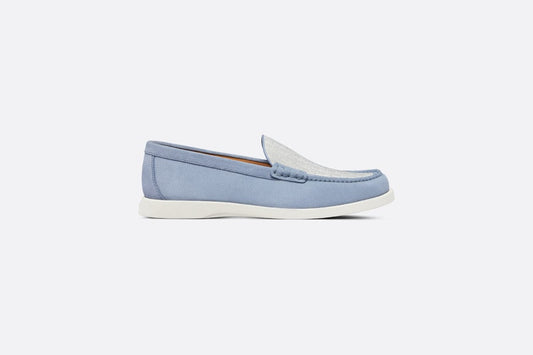 Dior Granville Loafer • Blue Suede with Gray and White Dior Oblique Jacquard
