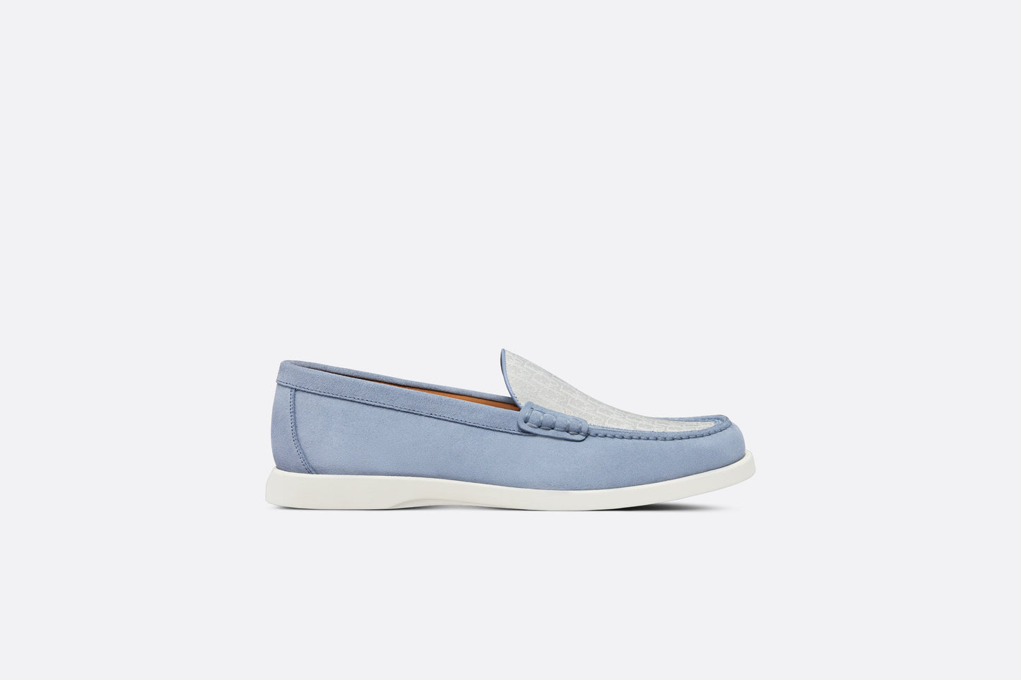 Dior Granville Loafer • Blue Suede with Gray and White Dior Oblique Jacquard