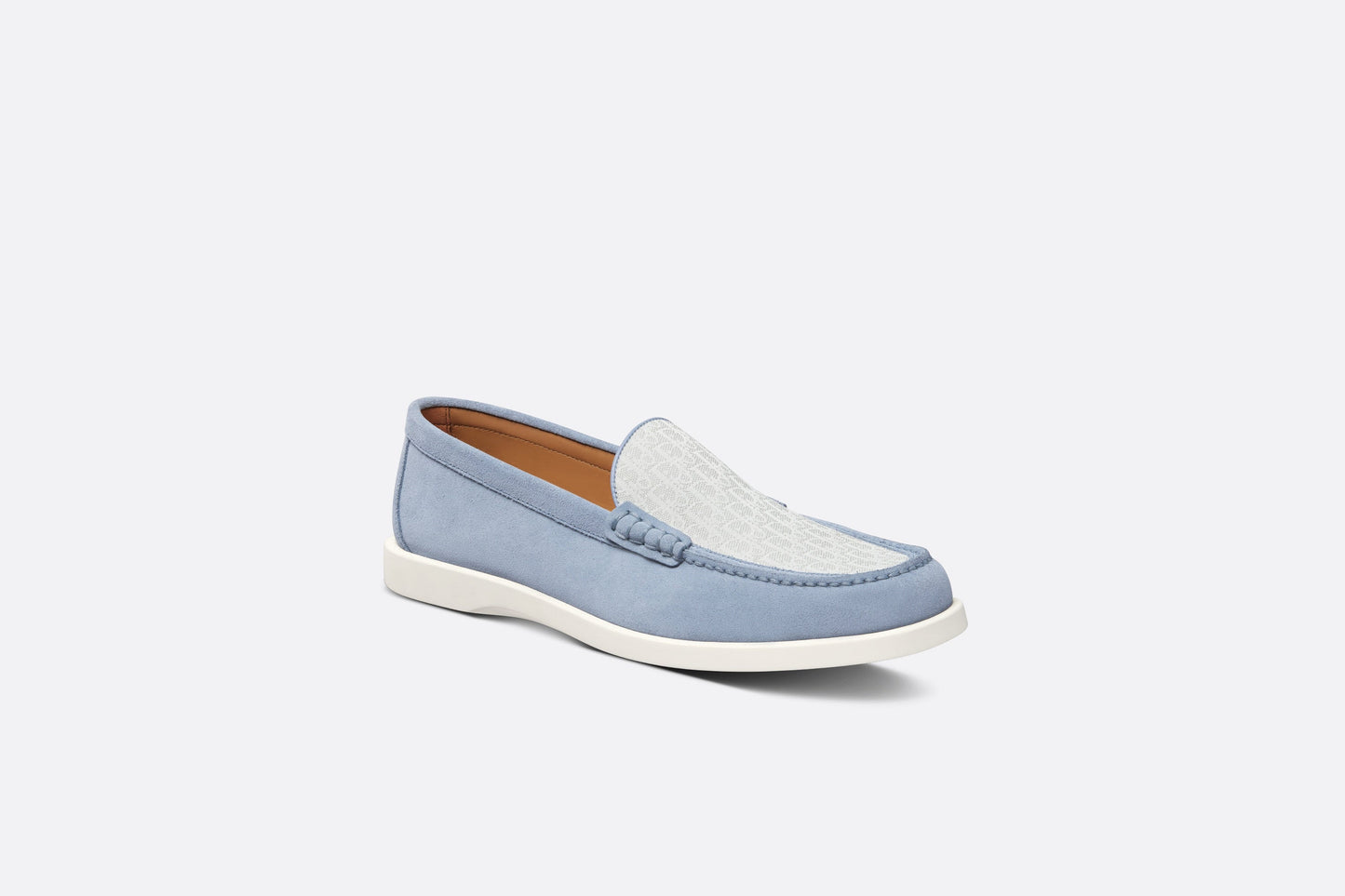 Dior Granville Loafer • Blue Suede with Gray and White Dior Oblique Jacquard