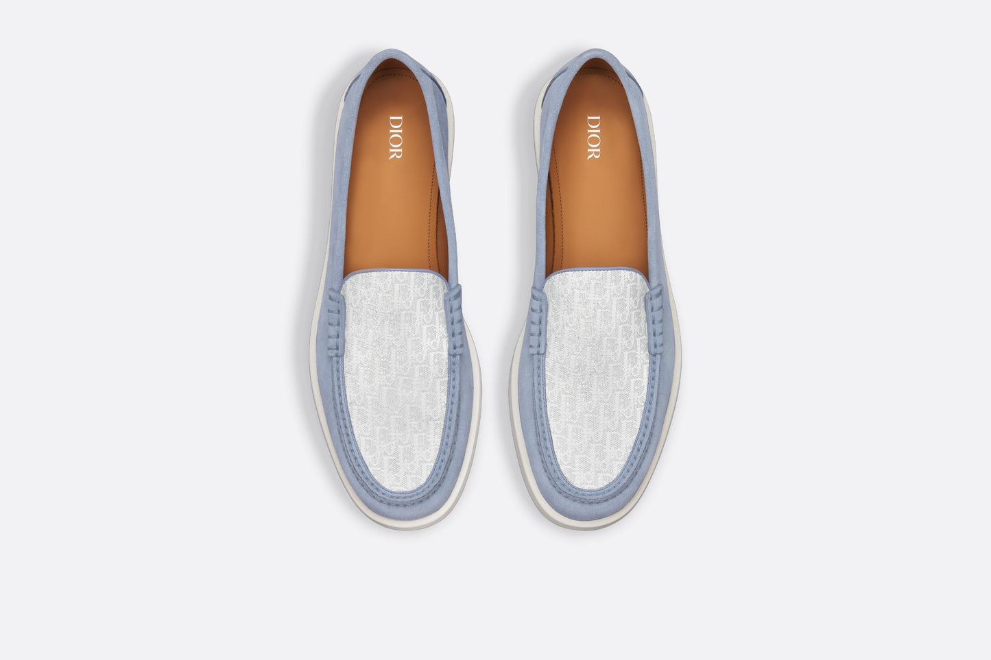 Dior Granville Loafer • Blue Suede with Gray and White Dior Oblique Jacquard