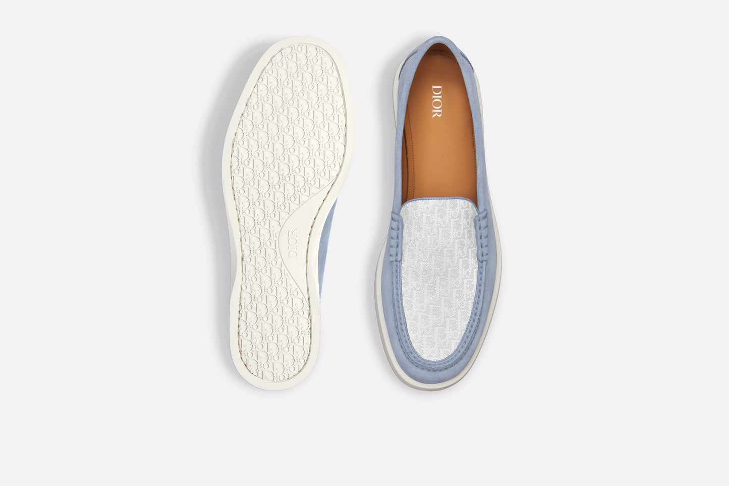 Dior Granville Loafer • Blue Suede with Gray and White Dior Oblique Jacquard
